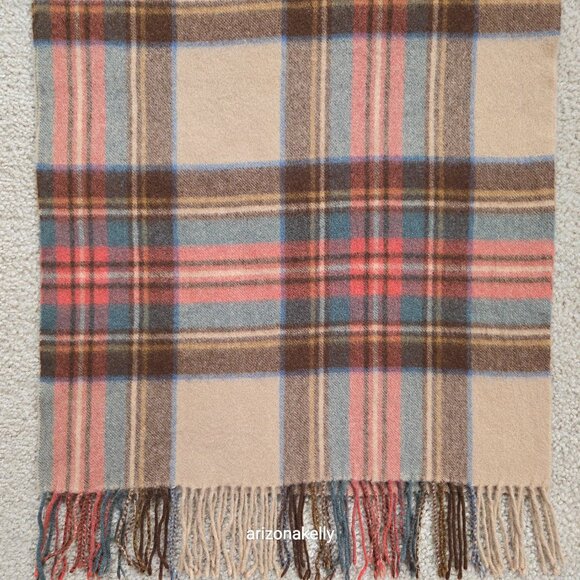 NWOT Antique Stewart Tartan Wool Scarf Oversized with Fringe - Picture 3 of 12